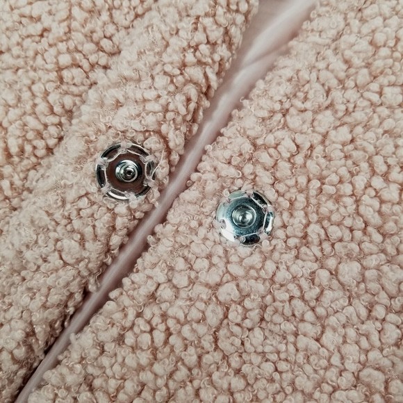 LC Lauren Conrad Sherpa Teddy Snap Jacket Women M Blush Pink Fully Lined Pockets - Picture 6 of 16